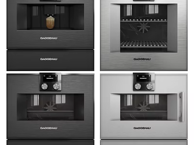 Modern Kitchen Appliances Featuring Glass Door Control Panel And Knobs In Black Silver 3d model