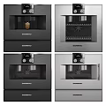Modern Kitchen Appliances Featuring Glass Door Control Panel And Knobs In Black Silver 3d model