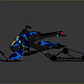 Blue Camo Snowmobile Design With Black Tracks LED Lights And Sleek Body