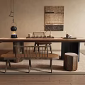 Tea Table and Chair Combination Solid Wood Tea Table and Chair Combination Tea Set Tea Table Tea Table Tea Room 3d model