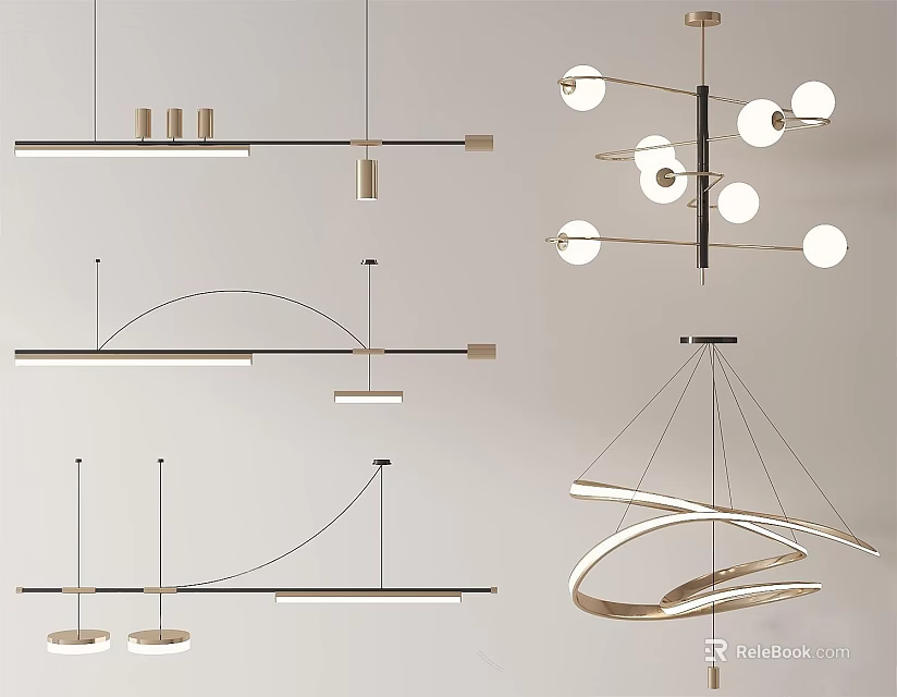 Modern Chandeliers Showcasing Various Stylish Designs For Interior Decoration 3d model 