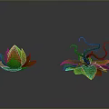 Decorative Green Plant Models With Lotus Shaped Leaves And Curly Vines