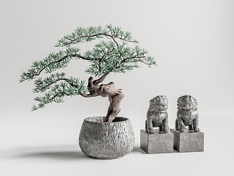 New Chinese pine potted SU model 3d model