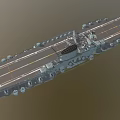 Aircraft Carrier Flight Deck With Island Superstructure And Naval Equipment Exterior View