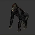 Detailed 3D Gorilla Model in Standing Posture Against Gray Background