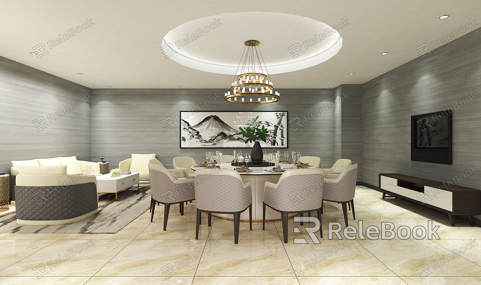 Light Luxury Room Restaurant Leader Room model