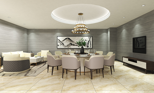 Light Luxury Room Restaurant Leader Room 3d model