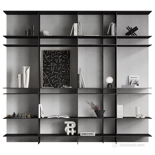 Modern Open Shelving Unit With Multiple Tiers For Books Decorative Vases And Art Pieces 3d model 