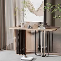 Elegant Modern Console Table Design With Wooden Surface Metal Legs And Decorative Vase Books