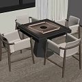 Modern Square Wooden Table With Four Chairs In Cozy Leisure Room Setup