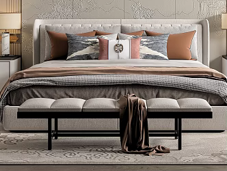 New Chinese Double Bed 3d model