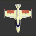Cream Colored Toy Airplane with Orange Wings Cockpit Windows and Red Tail Tips