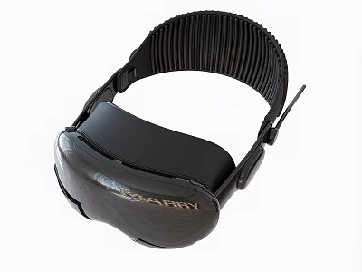 Sleek Black VR Headset Design With Textured Head Strap And Comfortable Fit 3d model