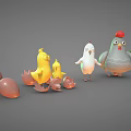 3D Cartoon Chicken Characters In Various Stages With Cute Designs And Colorful Appearances