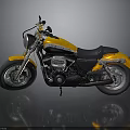 Yellow and Black Classic Motorcycle with Black Seat and Shiny Chrome Details