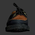 Navy Blue and Orange Woven Leather Casual Shoes with Laces Metal Eyelets and Platform Sole