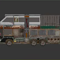 Custom Double Decker Bus With Vintage Industrial Design Rust Accents And Multiple Wheels