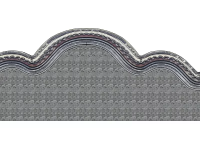 Classical Building Exterior Wall With Curved Top And Decorative Patterns Design 3d model