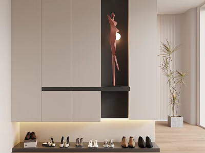 Modern Entrance Shoe Cabinet 3d model