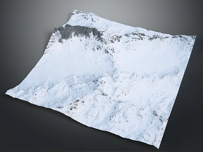 Snowy Mountain Natural Landscape With White Snow Covered Peaks And Rocky Outcrops 3d model