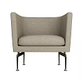 Light Gray Fabric Leisure Chair with Armrests and Metal Legs Modern Design