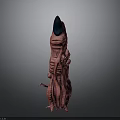Fantasy Creature Character With Red Pink Body Tentacle Limbs And Black Spiked Top