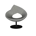 Modern Fabric Leisure Chair With Curved Backrest And Black Metal Round Base