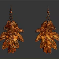 Leaf Shaped Orange Earrings with Metal Hooks and Shiny Surface Fashion Accessories