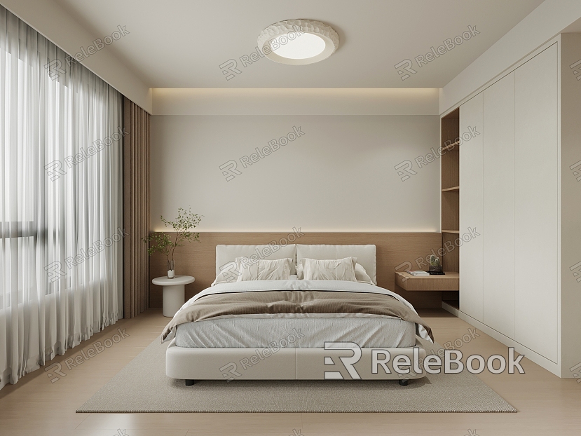 08 Home Bedroom Modern Home Bedroom Double Bed Wardrobe model