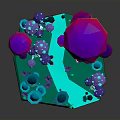 Colorful Mushroom 3D Scene With Umbrella Shaped Caps Red Base And Blue Pathway