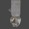 Realistic 3D Model Of Stone Block Structure With Clinging Bear Sculptures