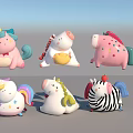 Cute Colorful Cartoon Animal Toys With Various Designs And Decorative Elements