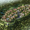 Aerial Planning of Residential Area with Forest and Water Bodies Organized Layout