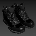 Black High Top Outdoor Hiking Shoes With Durable Traction Sole And Laces