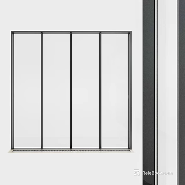 Modern Black Aluminum Casement Window With Sleek Frame And Clear Tempered Glass 3d model 