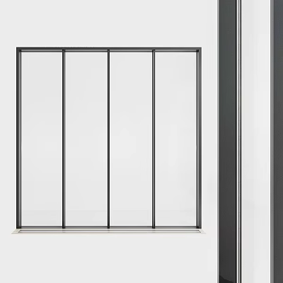 Modern Black Aluminum Casement Window With Sleek Frame And Clear Tempered Glass 3d model