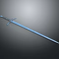Medieval Style Metal Sword With Cross Guard And Silver Blue Blade