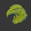 Bald Eagle Head With White Feathers Yellow Beak Sharp Eyes On Dark Background And Reflection 3d model