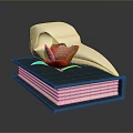 Elegant Blue Book With Red Rose And White Decorative Scroll 3d model