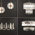 Various Hanging Chandeliers With Modern Metal And Crystal Elements In Circular And Multi layered Styles