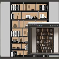 Modern Layered Design Bookcase With Books Decorative Items Glassware And Photo Frames