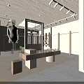Modern Cozy Clothing Store Interior With Wooden Racks Round Decor Hanging Lights And Mirrors