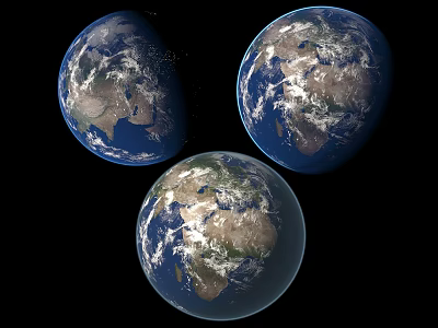 Three Earth Globe Models Decorative Ornament Set For Home Decor 3d model