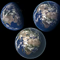 Three Earth Globe Models Decorative Ornament Set For Home Decor 3d model