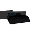 Modern Double Bed With Black Headboard And Black Bedding Decorative Pillows
