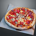 Delicious Pepperoni Mushroom Pizza Topped With Fresh Cheese On Baking Paper