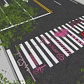 Colorful Square Pavement With Pink Hearts LOVE Lettering White Stripes And Gift Box Patterns
