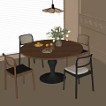 Modern Dining Table and Chair Combination Single Chair Round Dining Table 3d model