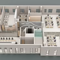 Spacious Modern Public Office Space With Open Layout Workstations And Natural Light 3d model