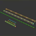 Green Bamboo Poles With Yellow Joints Various Lengths And Natural Texture